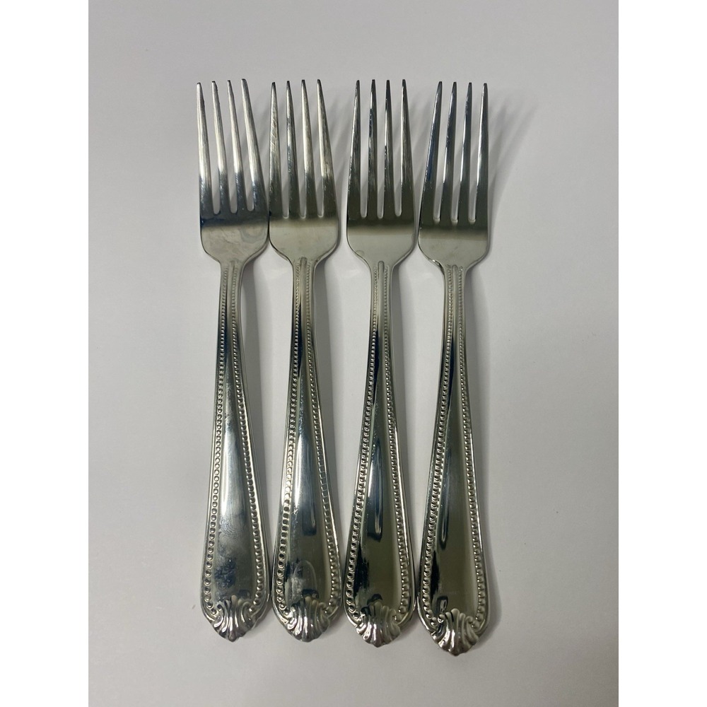 Lenox BEAD 18/10 Stainless Salad Forks 7" Glossy Beaded Plume Tip #3